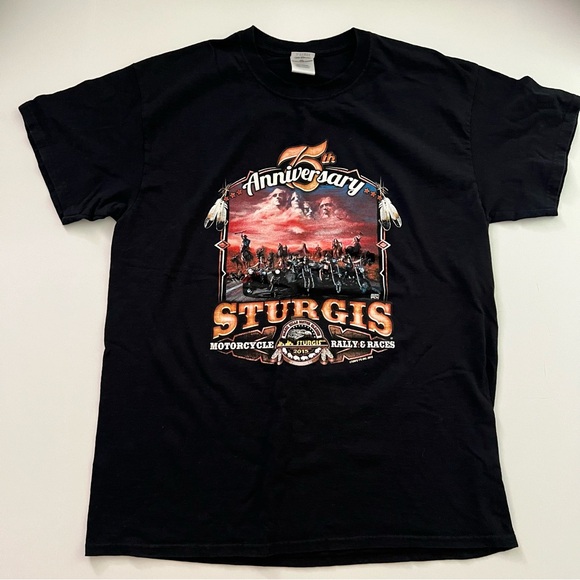 Sturgis Motorcycle T-Shirt Size L 75th Anniversary 2015 Rally - Picture 9 of 9